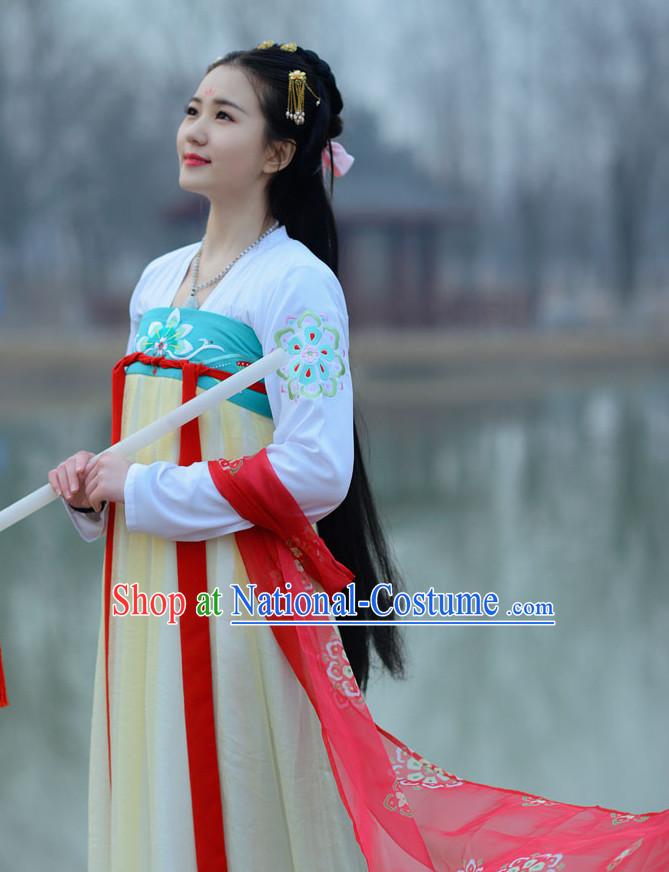 Top Chinese Tang Dynasty Princess Hanfu Clothing Chinese Hanfu Costume Hanfu Dress Ancient Chinese Costumes and Hat Complete Set for Women Girls Children