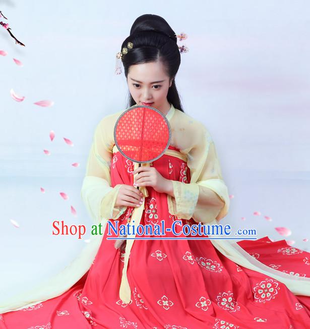 Top Chinese Tang Dynasty Princess Hanfu Clothing Chinese Hanfu Costume Hanfu Dress Ancient Chinese Costumes and Hat Complete Set for Women Girls Children