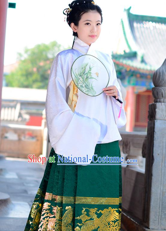 Top Chinese Ming Dynasty Female Hanfu Clothing Chinese Hanfu Costume Hanfu Dress Ancient Chinese Costumes and Hat Complete Set for Women Girls Children