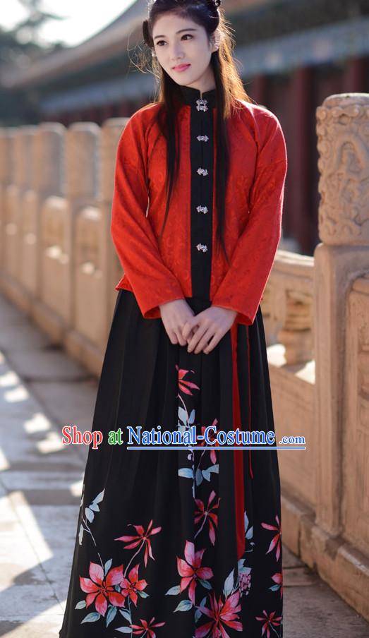 Top Chinese Ming Dynasty Beauty Hanfu Clothing Chinese Hanfu Costume Hanfu Dress Ancient Chinese Costumes and Hat Complete Set for Women Girls Children