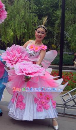 Chinese Folk Flower Dance Costumes Complete Set for Women