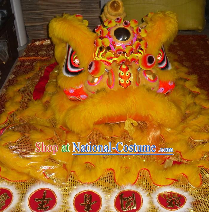 Top Gold Color Competition and Parade Hok San Lion Dancing Costume Complete Set