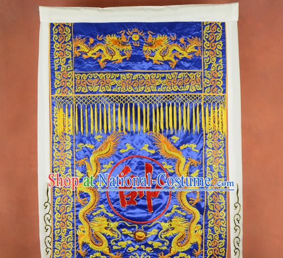 Blue Ancient Chinese Classical Superhero General Banner Flag