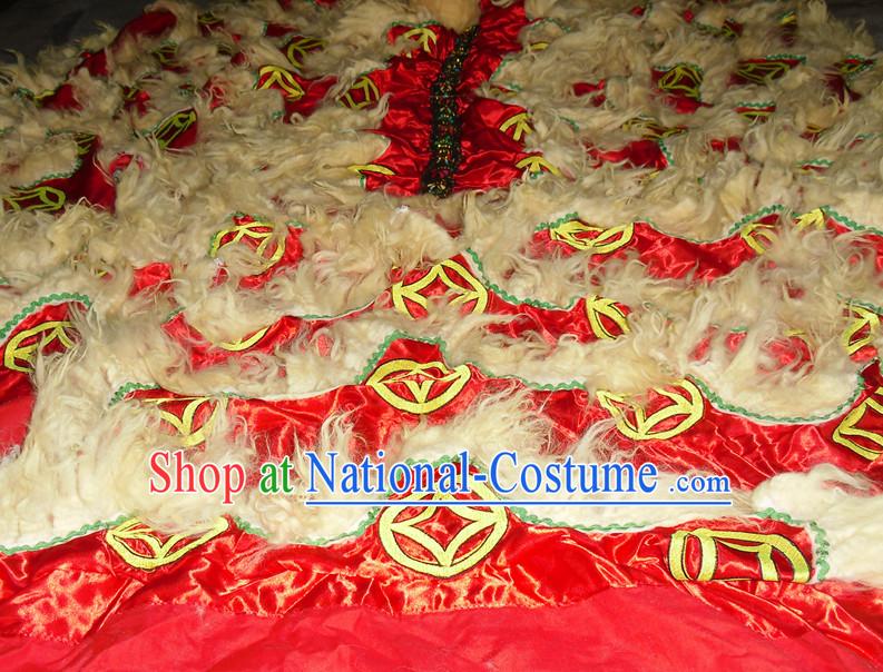 Top Asian Chinese Lion Dance Pants Claws Tail Body Costumes Set