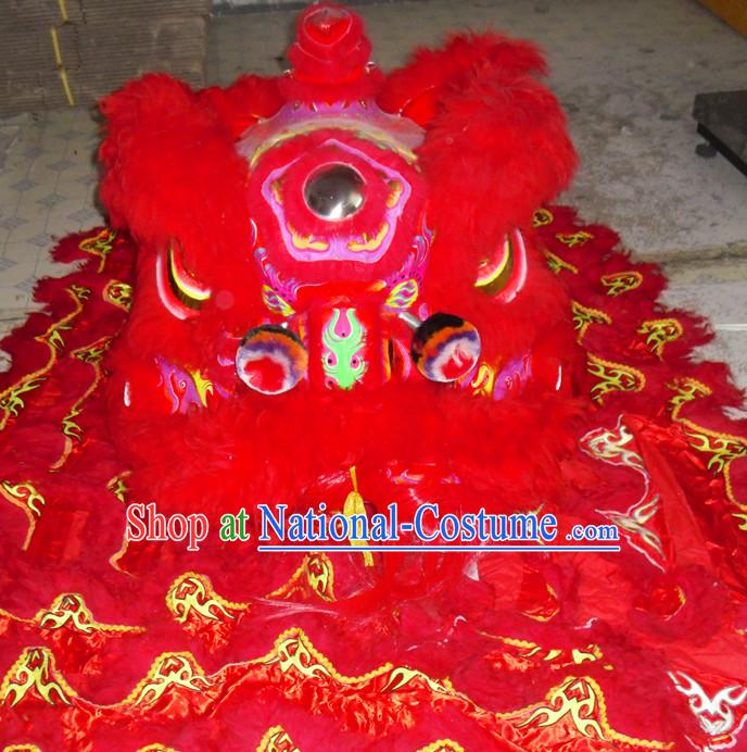 Red Top Competition and Parade Fut San Lion Dancing Costume Complete Set