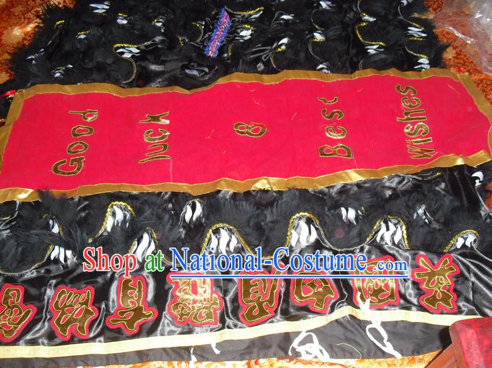 Black Top Asian Chinese Lion Dance Pants Claws Tail Body Costumes Set