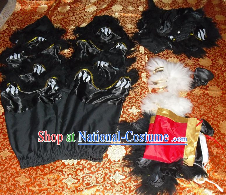 Black Top Asian Chinese New Year Performance 2 Pairs of Lion Dance Pants and Claws