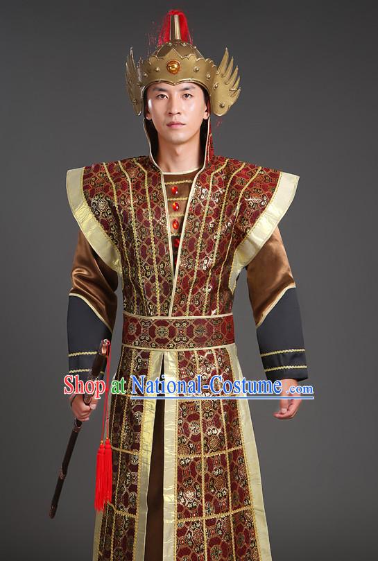 Chinese Ancient General Superhero Body Armor Fabric Costumes Complete Set for Men