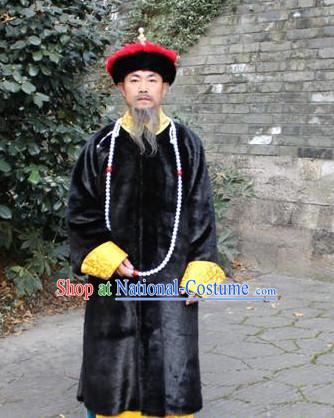 Top Chinese Qing Dynasty Official Costume Costumes and Hat Complete Set for Men and Boys