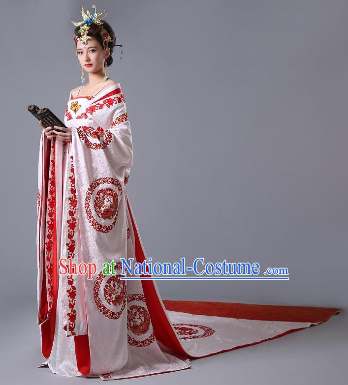 Chinese Ancient Female Empress Wedding Garment and Hair Jewelry Complete Set for Women or Girls