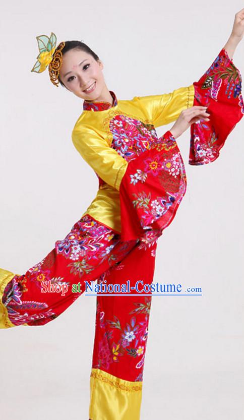 Chinese Classical Dance Costumes and Headdress Complete Set for Children Girls