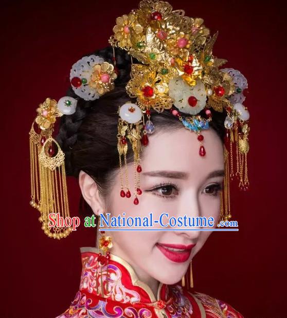 Top Chinese Traditional Wedding Headpieces Hair Jewelry Bridal Hair Clasp Hairpins Set