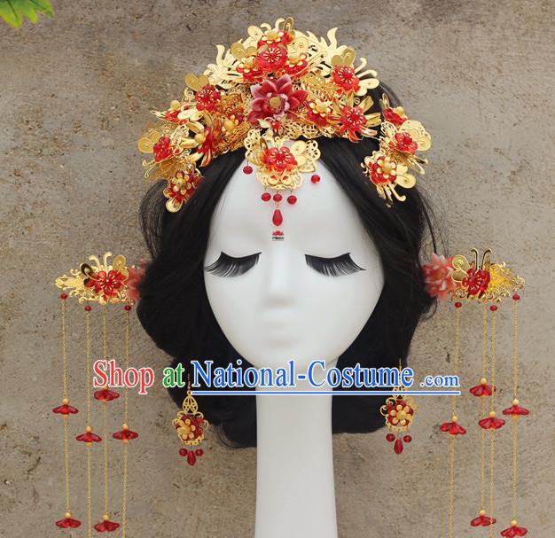 Top Chinese Traditional Wedding Headpieces Hair Jewelry Bridal Hair Clasp Hairpins Set