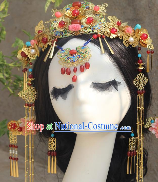 Top Chinese Traditional Wedding Headpieces Hair Jewelry Bridal Hair Clasp Hairpins Set