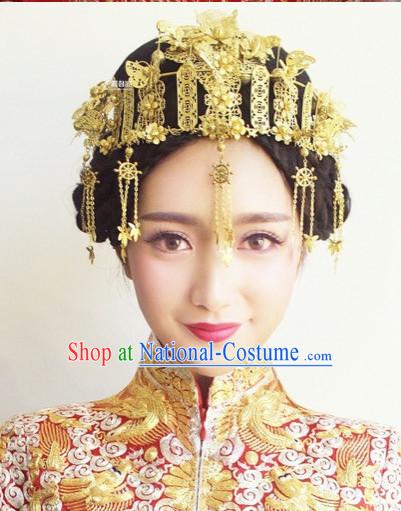 Top Chinese Traditional Wedding Headpieces Hair Jewelry Bridal Hair Clasp Hairpins Set