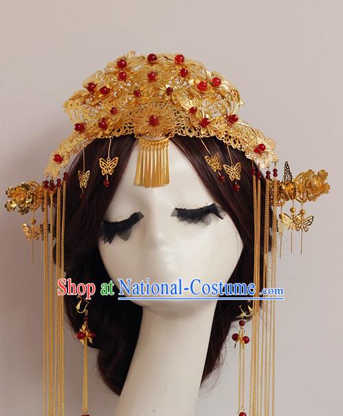 Top Chinese Traditional Wedding Headpieces Hair Jewelry Bridal Hair Clasp Hairpins Set