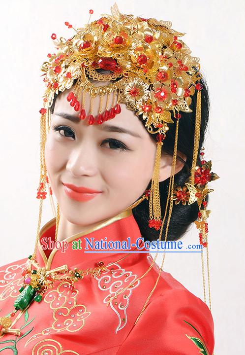 Top Chinese Traditional Wedding Headpieces Hair Jewelry Bridal Hair Clasp Hairpins Set