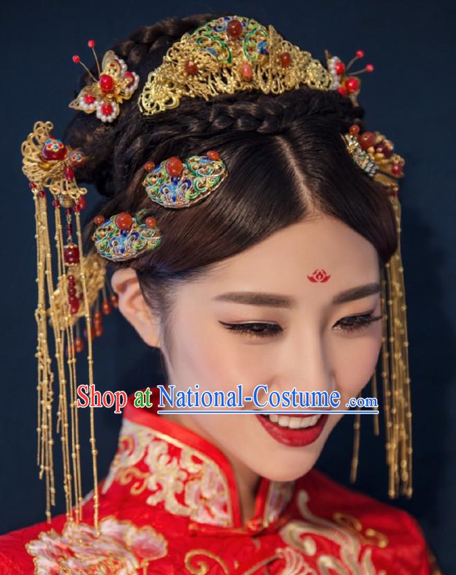 Top Chinese Traditional Wedding Headpieces Hair Jewelry Bridal Hair Clasp Hairpins Set