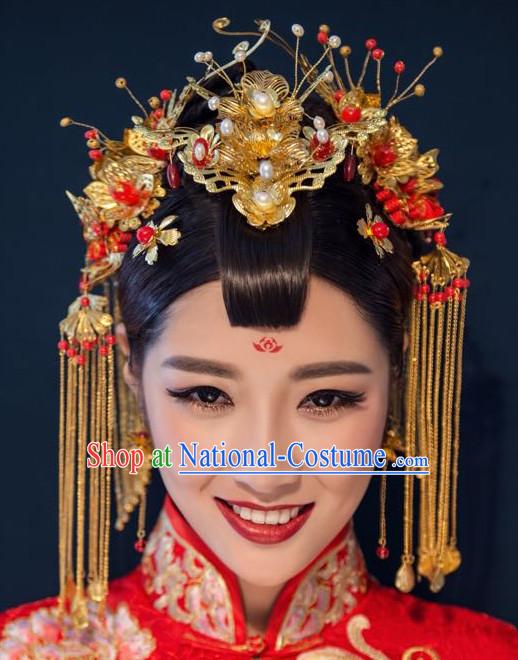 Top Chinese Traditional Wedding Headpieces Hair Jewelry Bridal Hair Clasp Hairpins Set