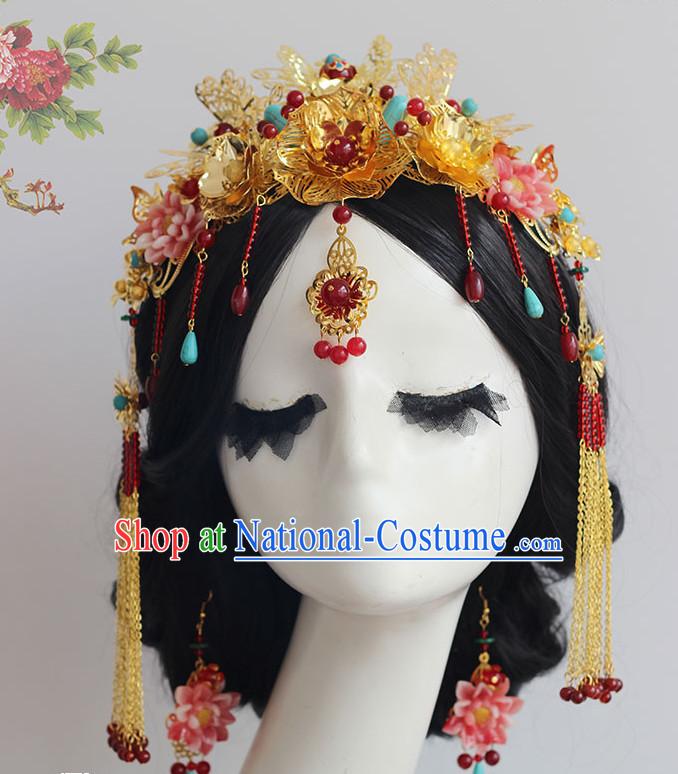 Top Chinese Traditional Wedding Headpieces Hair Jewelry Bridal Hair Clasp Hairpins Set