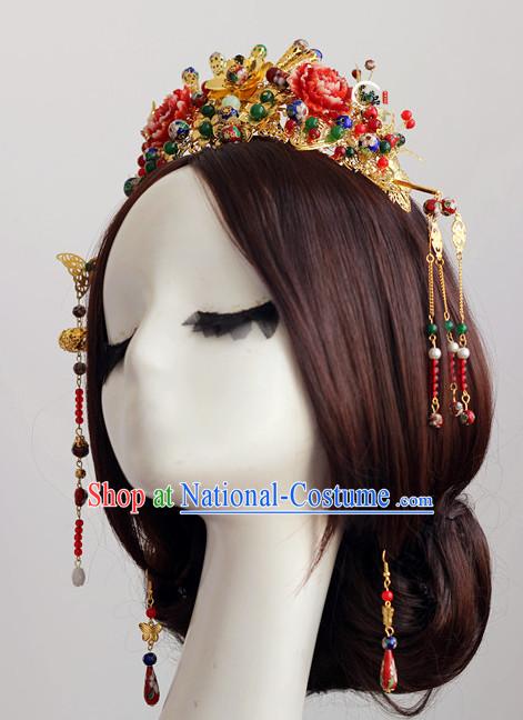 Top Chinese Traditional Wedding Headpieces Hair Jewelry Bridal Hair Clasp Hairpins Set