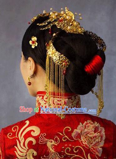 Top Chinese Traditional Wedding Headpieces Hair Jewelry Bridal Hair Clasp Hairpins Set