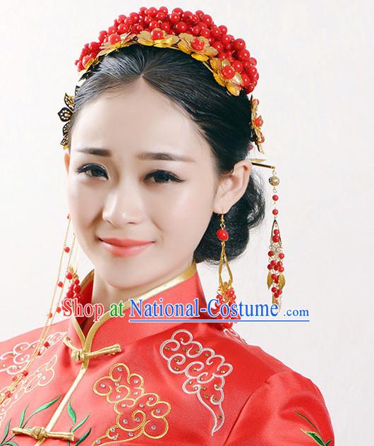 Top Chinese Traditional Wedding Headpieces Hair Jewelry Bridal Hair Clasp Hairpins Set