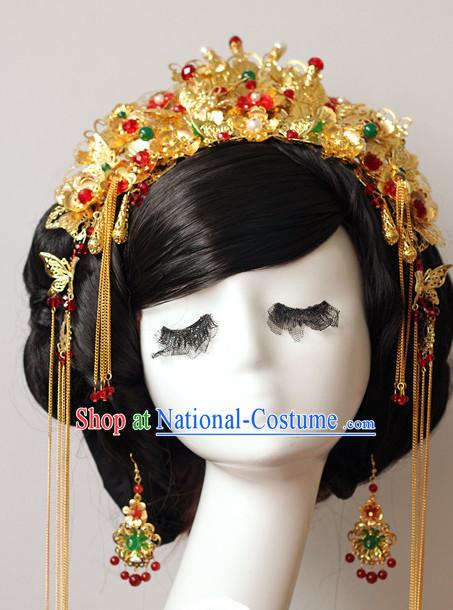 Top Chinese Traditional Wedding Bridal Phoenix Coronet Crown Headpieces Hair Jewelry Bridal Hair Clasp Hairpins Set