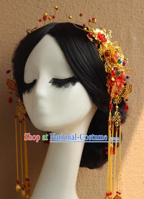 Top Chinese Traditional Wedding Bridal Phoenix Coronet Crown Headpieces Hair Jewelry Bridal Hair Clasp Hairpins Set