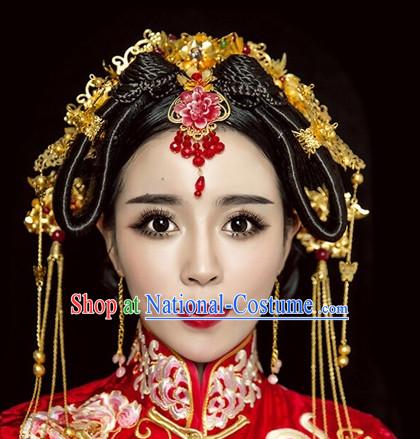 Top Chinese Traditional Wedding Bridal Phoenix Coronet Crown Headpieces Hair Jewelry Bridal Hair Clasp Hairpins Set