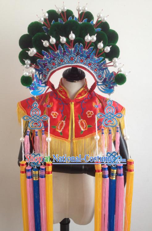 Green Chinese Traditional Phoenix Coronet Opera Hat