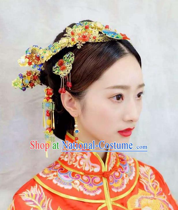 Top Chinese Traditional Wedding Headpieces Hair Jewelry Bridal Hair Clasp Hairpins