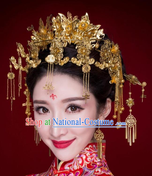 Top Chinese Traditional Wedding Headpieces Hair Jewelry Bridal Hair Clasp Hairpins Set