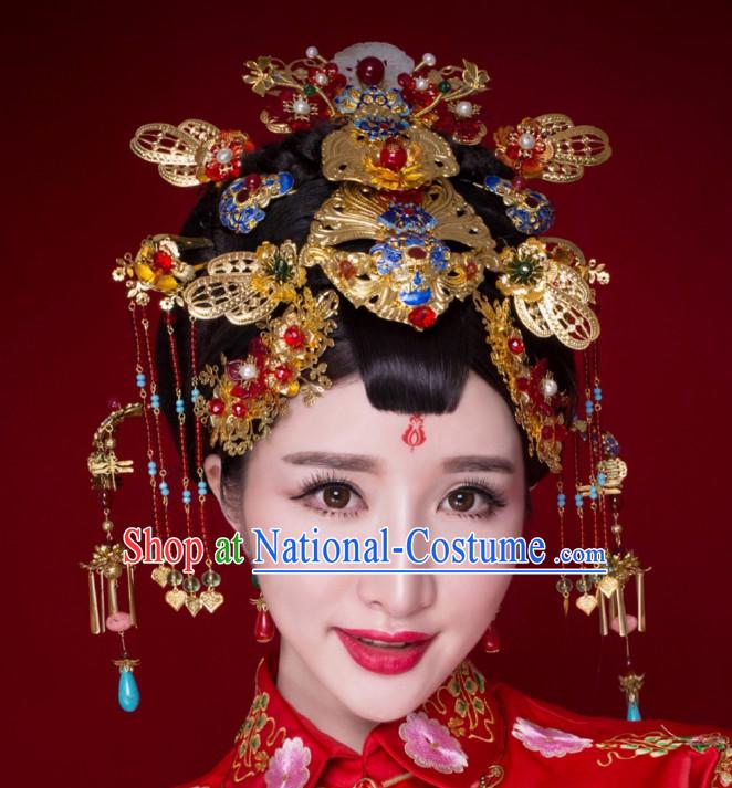 Top Chinese Traditional Wedding Headpieces Hair Jewelry Bridal Hair Clasp Hairpins Set