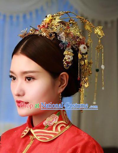 Top Chinese Traditional Wedding Headpieces Hair Jewelry Bridal Hair Clasp Hairpins Set