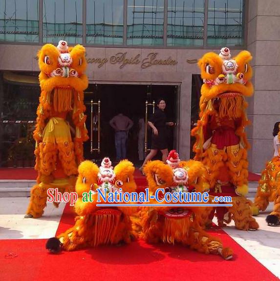 Orange Color Supreme 100_ Natural Wool Chinese Southern Lion Dance Equipments Complete Set