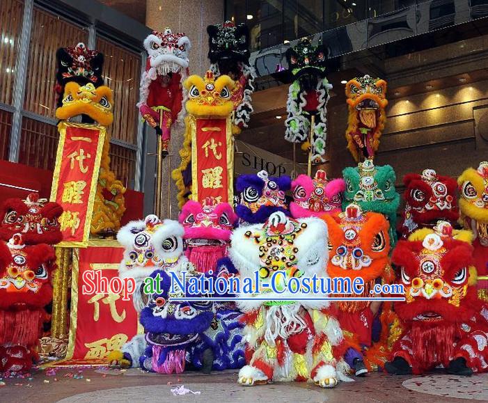 Supreme 100_ Long Natural Wool Chinese Southern Lion Dance Equipments Complete Set