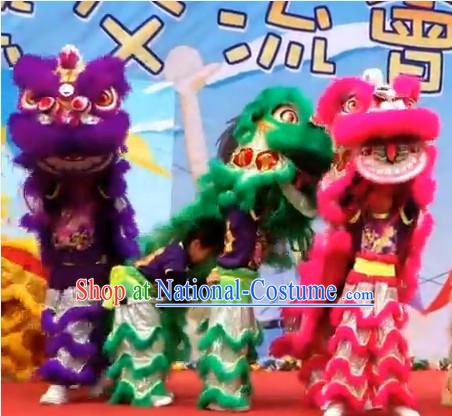 Top 100_ Natural Long Wool School Lion Dance Costumes Complete Set for Teenagers Kids Children Boys Girls