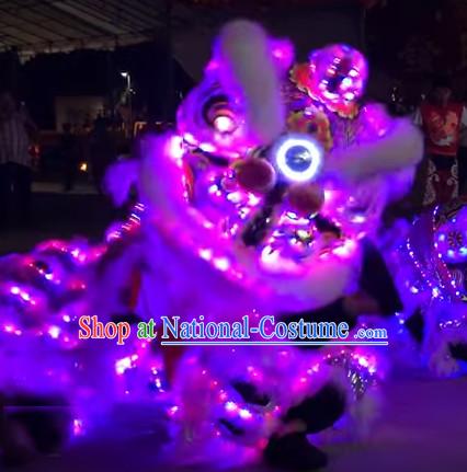 Luminous LED Lights Supreme 100_ Long Natural Wool Chinese Southern Lion Dance Equipments Complete Set