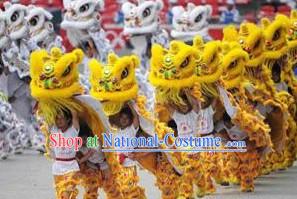 Yellow 2008 Beijing Olympic Games Opening Ceremony 100_ Natural Long Wool Lion Dance Equipments Complete Set