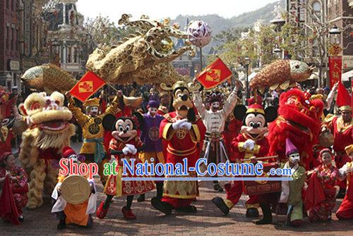 Big Opening Ceremony 100_ Natural Long Wool Lion Dance Equipment Complete Set