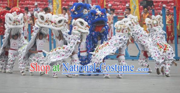 White 2008 Beijing Olympic Games Opening Ceremony 100_ Natural Long Wool Lion Dance Equipments Complete Set