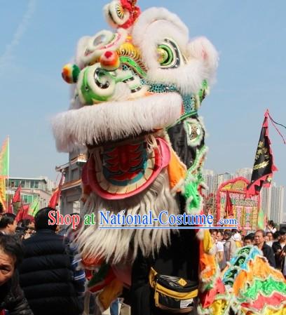 Big Opening Ceremony 100_ Natural Long Wool Lion Dance Equipment Complete Set