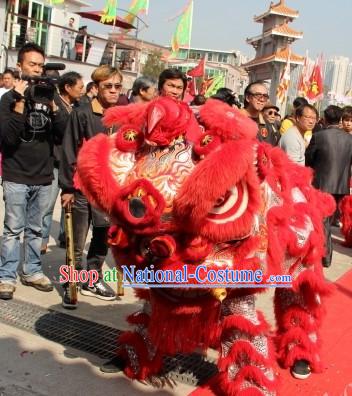 Big Opening Ceremony 100_ Natural Long Wool Lion Dance Equipment Complete Set