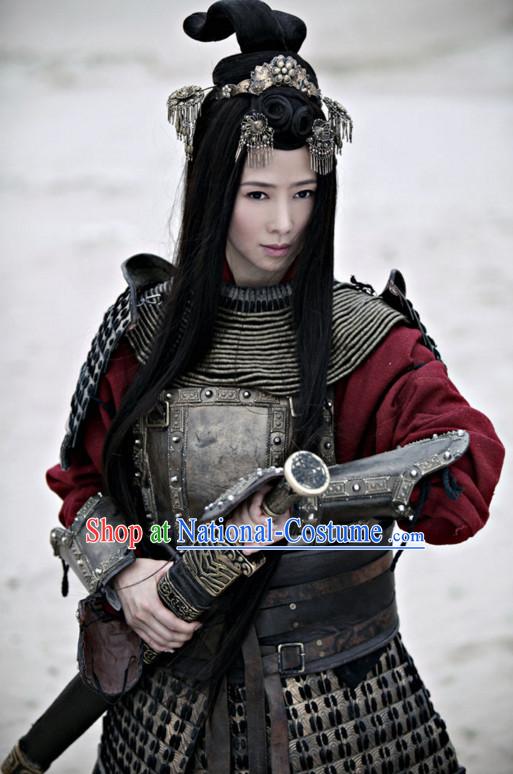 Ancient Chinese General Superheroine Body Armor Costumes Complete Set for Women