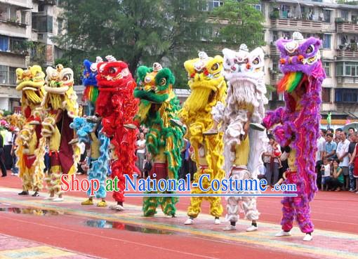 Big Opening Ceremony 100_ Natural Long Wool Lion Dance Equipment Complete Set