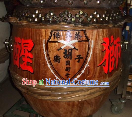 24 Inches Chinese Traditional Big Lion Dance Wooden Drum