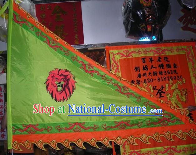 Traditional Chinese Lion Dance Dragon Dance Performance Troupe Big Triangle Banner Giant Flag