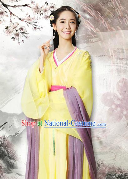 Chinese Ancient Style Princess Hanfu Clothes and Hair Jewelry Complete Set