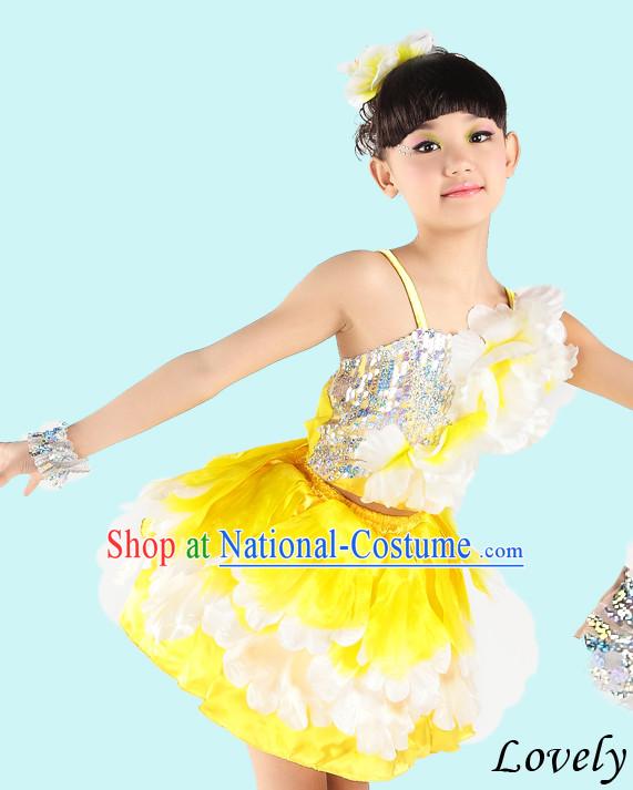 Chinese Peony Flower Dance Costumes for Girls